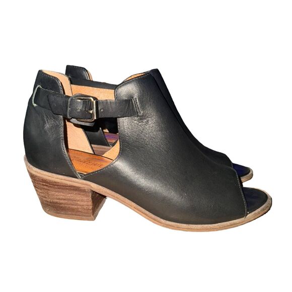 Madewell Pierce Open Toe Ankle Boots Women's 7.5 Black Leather Cut Out Booties - Picture 4 of 9